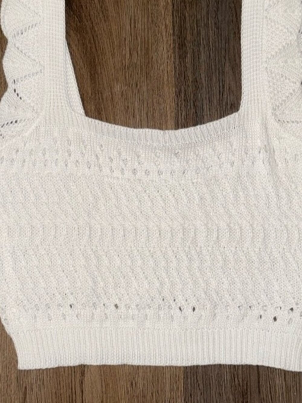 Women's White Crochet Knit Tank Top